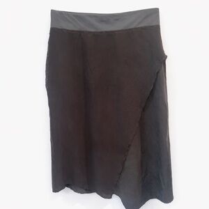 Soft Surroundings Charcoal Asymmetrical Wrap Skirt Size L Elastic Waist